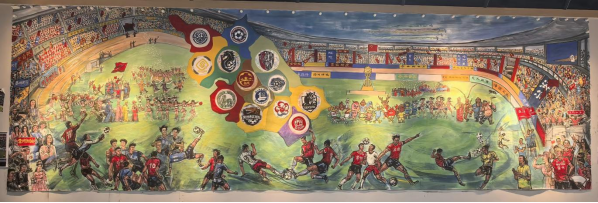 蘇超聯(lián)賽.江蘇節(jié)日 大型主題國畫《江蘇省城市足球聯(lián)賽》正式落成